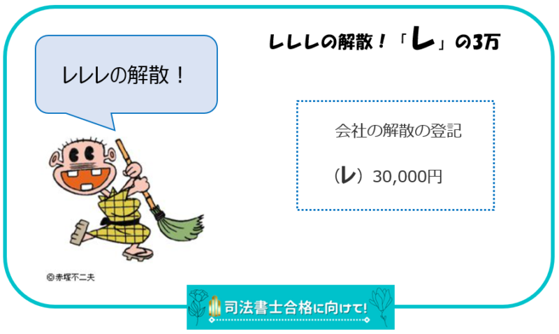 レレレの解散！会社の解散登記（レ）金３万円